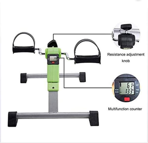 LUNEZY Ejercitador Plegable de Pedales para Brazos y piernas Mini Bicicleta estática portátil para Interiores Gimnasio Fitness Pierna Cardio Entrenamiento Resistencia Ajustable con Pantal - Image 4