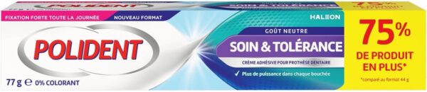 Polident Crema Fijativa para Prótesis Dentales Parciales/Completas Cuidado y Tolerancia 77 g