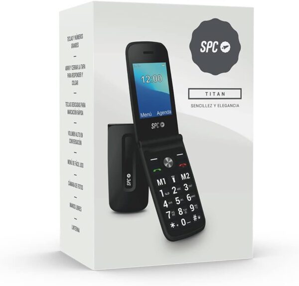 SPC Titan - Teléfono Móvil de Tapa para Mayores, Botones y Teclas Grandes, Fácil de Usar, Timbre 100dB, Configuración Remota, Timbre y Notificaciones Inteligentes, 2 Memorias Directas, Color Negro - Image 8