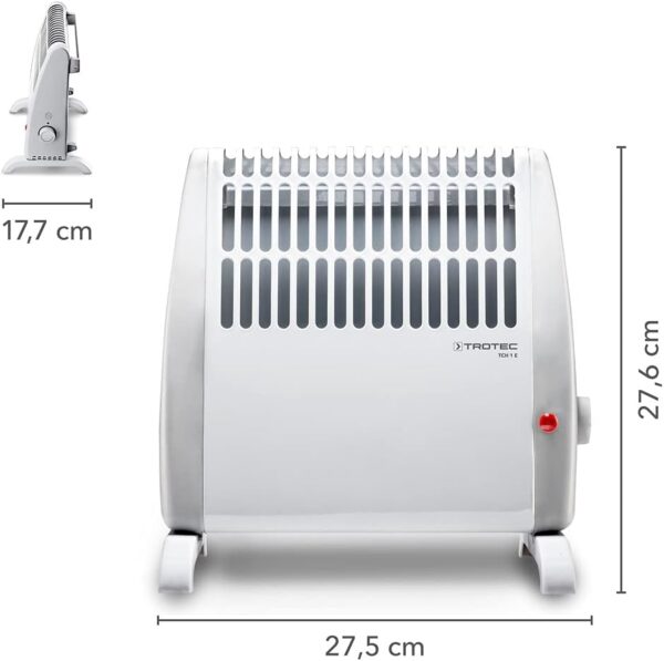 TROTEC Calefactor eléctrico TCH 1 E, 450 W, Termostato, Anti Sobrecalentamiento, Control Antihielo, Silencioso, Portátil, Compacto, para Habitaciones de hasta 10 m²/25 m³, Blanco, Oficina, Hogar - Image 5