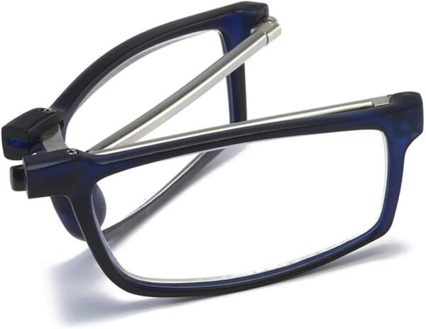 MMOWW Gafas de Lectura Plegables Bolsillo Portátil, Lector de Bloqueo de Luz Azul, Bisagra de Resorte Con Patillas Telescópicas y Caja Elástica Ultraligera de Moda (Azul, +1.5) - Image 3