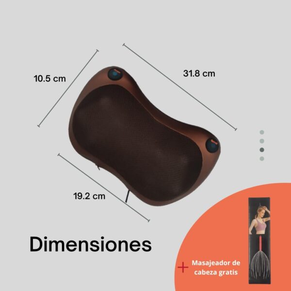 Masajeador Cervical y Espalda. Almohada relajante, Cojín Eléctrico con Calor, regulable con dos botones. Masajeador Bidireccional con 8 Rodillos, Ideal para Casa, Oficina, Coche o Viaje. - Image 2