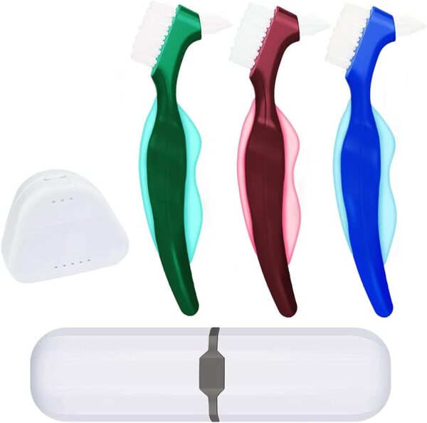 Cepillo de Limpieza para Dentaduras，5 Piezas Cepillo para dentaduras postizas Cepillo de dentadura Caja de dentadura，para el cuidado dental