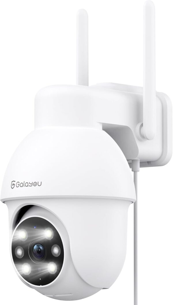 GALAYOU Camara Vigilancia WiFi Exterior - 2K Camaras IP Vigilancia Domicilio 360° con Visión Nocturna en Color, Alerta de Movimiento, 24/7 Grabación en Tarjeta SD, IP65, Compatible Alexa