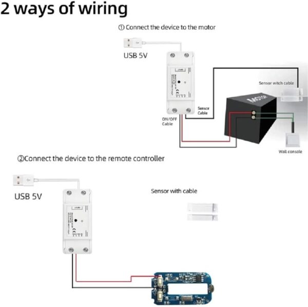 MHCOZY WiFi Abridor de Puerta de Garaje Inteligente,Control de la Aplicación Smart Life Tuya, Control por Voz, Compatible con Alexa y Google Home, No Requiere Hub - Image 4