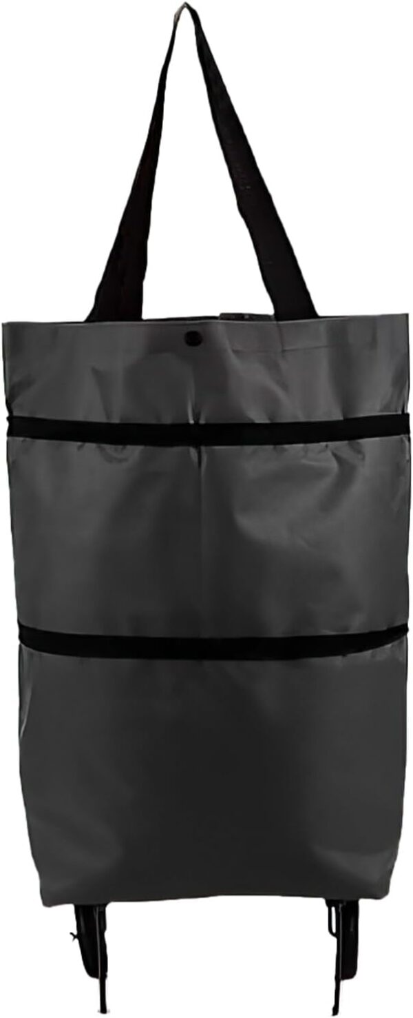 Carro de la compra plegable con ruedas y soporte para ruedas, carrito de compras ligero de tela Oxford, carrito de compras portátil, bolsa de almacenamiento de gran capacidad (negro)