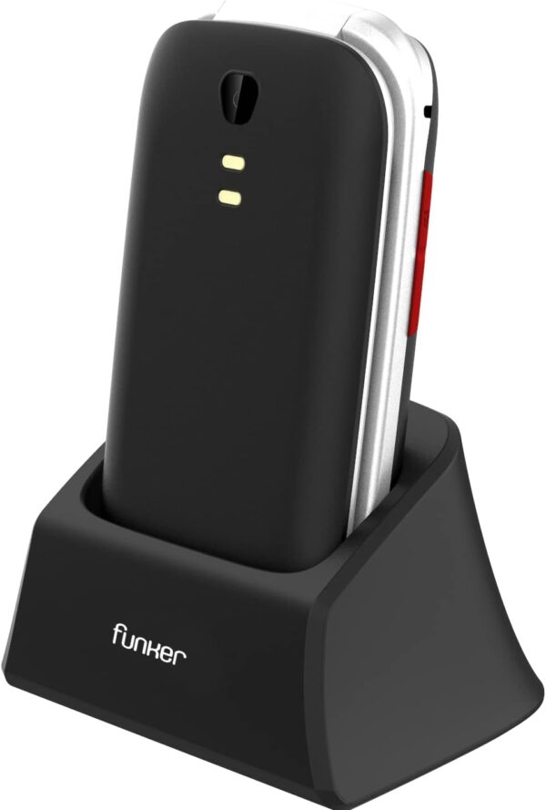 Funker E200 MAX Audio 2,Teléfono para Mayores,Audio Amplificado y Compatible con Audífonos,Pantalla XXL Letras Grandes,Teclado Parlante,Botón SOS,Memorias Directas y Foto Contactos, Negro