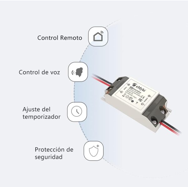 eMylo Interruptor WiFi inteligente Interruptor WiFi de relé inalámbrico universal Temporizador Control remoto Interruptor de luz Control por voz Admite Alexa, Google Home a través de IOS Android 1Pack - Image 7