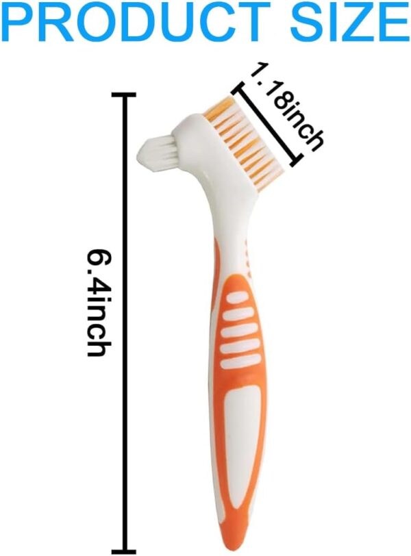 Cepillos portátiles para limpieza de dentaduras postizas con cerdas moderadamente multicapa, cepillo de doble punta para limpiar dientes artificiales, 2 colores - Image 6