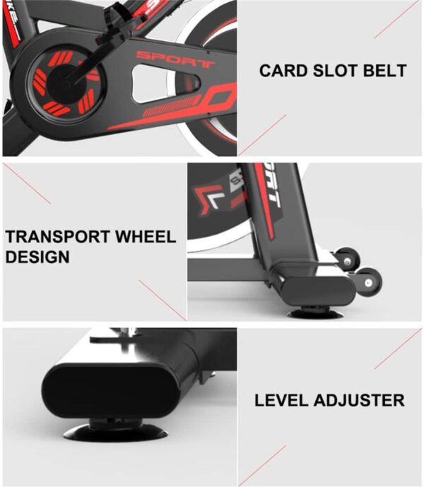 ZJDU Bicicletas Estáticas para Interiores,Bicicleta De Entrenamiento De Entrenamiento Cardiovascular,Transmisión por Correa Silenciosa,con Monitor LCD De Resistencia Ajustable Y Portabidones - Image 5