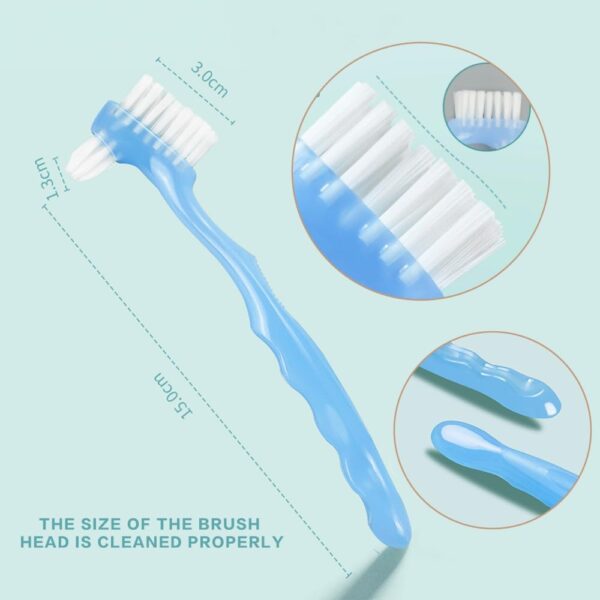 Visxcnu 3Piezas Juego de cepillos de Dientes para prótesis, cerdas Multicapa,Cabeza de Cerdas Cepillos de Limpieza de Prótesis Portátiles Dentaduras - Image 2