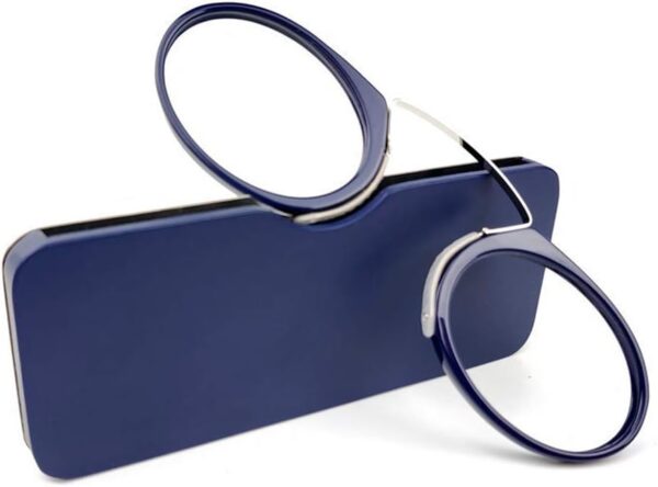 MMOWW Gafas de lectura unisex dise?o de nariz de clip gafas de lectura portátiles dise?o antideslizante gafas de lectura compactas(azul,+2.0)