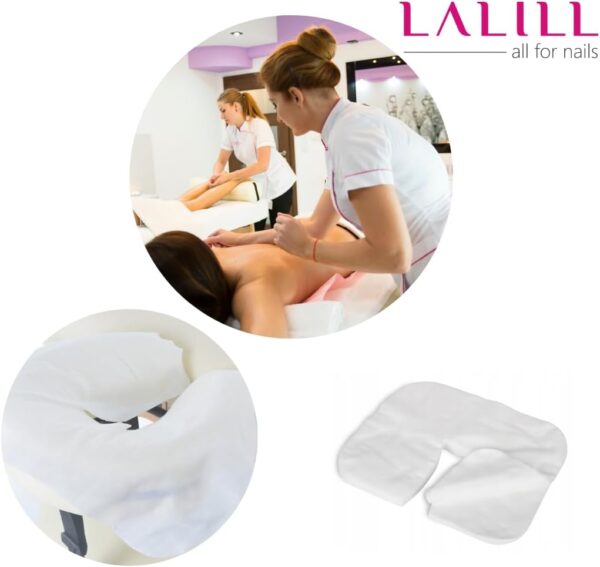 LALILL Almohadillas desechables para camilla de masaje 100 piezas - almohadilla facial de masaje 36x29 cm - accesorios para camillas de masaje - almohadillas faciales para camillas de cosmética - Image 7