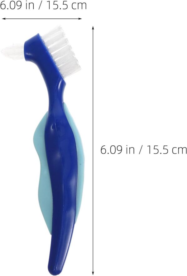 Beavorty 4 cepillos de dientes de doble cabeza para dentaduras postizas, cepillo de limpieza de dentaduras postizas, cepillos de dientes para limpieza de retenedores, soportes transparentes y - Image 5