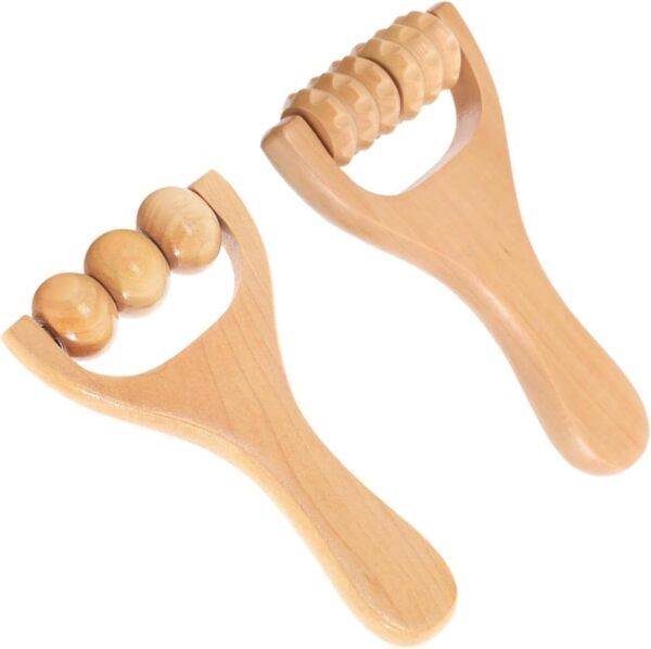 Rodillo de masaje,2 piezas Masajeador Manual,masajeador de madera,rodillo muscular Rodillo de Masaje con Mango,para relajar muslos,piernas,manos,músculos de cuerpo completo