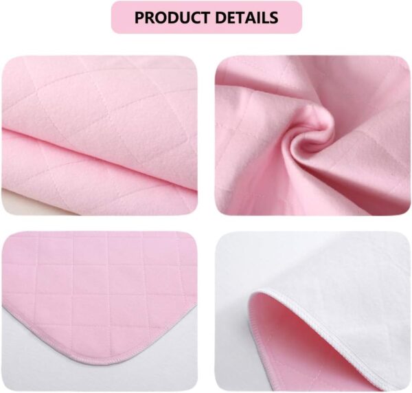 Beedsooth Juego de 2 Empapadores Cama Adultos,Almohadillas Reutilizable Lavables, Protector de Colchón Incontinencia 86x132cm, Rosado - Image 5