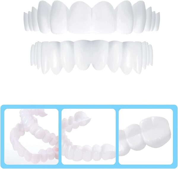 2 Pares Dentaduras Postizas Instantáneas, Dientes de Carillas Cosméticos Carillas Dentales Carillas Falsa Temporales de Dientes para Mujeres Hombres - Image 5