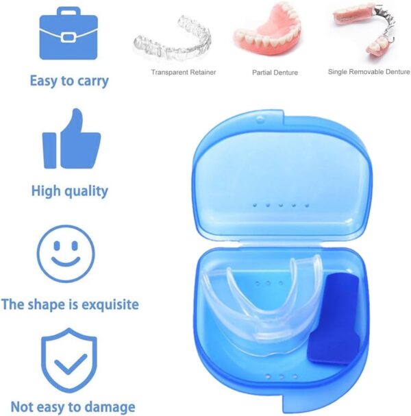 Caja Dentadura,2PCS Caja Protesis Dental,Caja Dental,Caja Aparato Dental,Caja Dentadura Postiza,Caja Retenedor Dental,Estuche Dentadura,Caja Retenedor Dental Ortodoncia,Azul Claro y Negro - Image 5