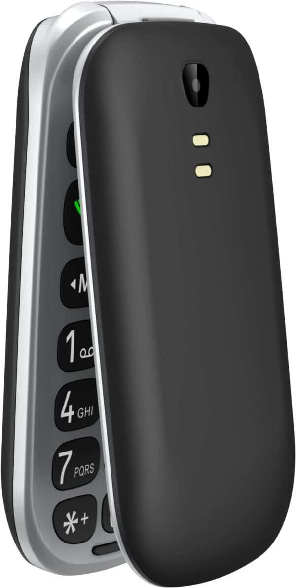 Funker E200 MAX Audio 2,Teléfono para Mayores,Audio Amplificado y Compatible con Audífonos,Pantalla XXL Letras Grandes,Teclado Parlante,Botón SOS,Memorias Directas y Foto Contactos, Negro - Image 3