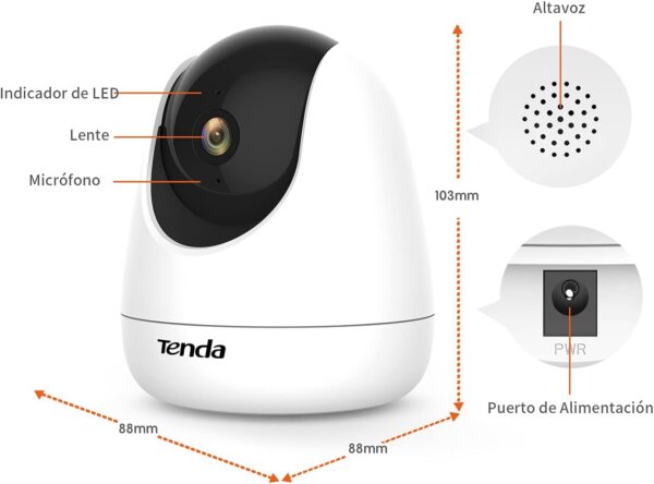 Tenda CP3 Cámara IP WiFi Vigilancia Interior 1080p - Cámaras de Seguridad Domo 360°, Visión Nocturna Detección de Movimiento, Audio Bidireccional, Compatible con Alexa, Camara Vigilancia para Mascota - Image 9