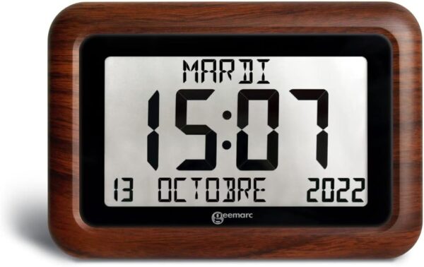 Reloj Calendario - Geemarc Viso10 con Ajuste Automático de la Hora y Caracteres Grandes - Para Personas que Viven con Alzheimer - Funciona con Pilas - Sin Retroiluminación - Versión ES