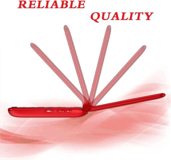 uleway Teléfono Móvil con Tapa para Mayores, Senior Móvil de Teclas Grandes, Pantalla de 2,4 Pulgadas, Botón SOS, Linterna, Cámara, Cuna de Carga, Fácil de Usar para Ancianos (Rojo) - Image 7