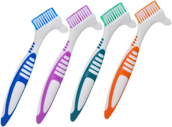 Healeved 4 Piezas cepillo para limpiar dentaduras postizas cepillo para limpiar los protectores bucales Limpieza postiza Eliminación manchas cepillo de