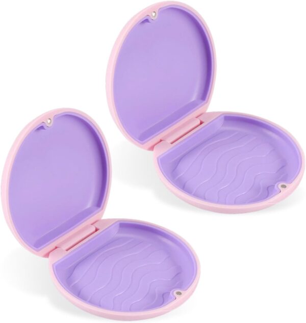 EUPSIIU 2 Piezas Caja Ferula Dental, Caja De Retenedor, Caja de Dentaduras, Caja de Retención de Ortodoncia, Caja Dentadura Postiza, Caja de Prótesis, Almacenamiento por Alineadores Dentales (Rosa)