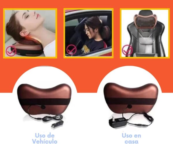 Masajeador Cervical y Espalda. Almohada relajante, Cojín Eléctrico con Calor, regulable con dos botones. Masajeador Bidireccional con 8 Rodillos, Ideal para Casa, Oficina, Coche o Viaje. - Image 5