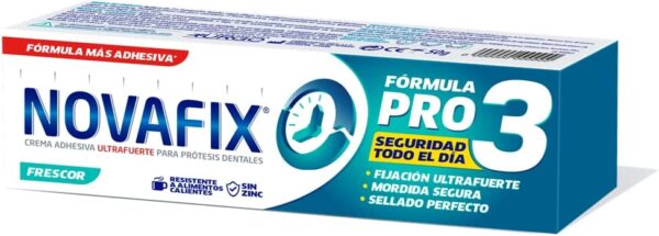 Urgo Novafix - Pro3 Frescor - Fijación ultrafuerte - Crema adhesiva dentaduras postizas - 50 g