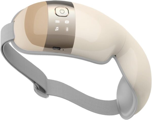 HubiCare Masajeador de ojos con calor, masajeador de vibración con música para migrañas, relaja y reduce la tensión ocular, círculos oscuros, bolsas de ojos, ojos secos, mejora el sueño (Marfil) - Image 2