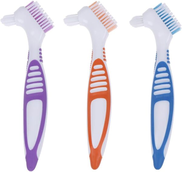 JTKREW 3pcs Cepillo Dentadura Postiza, Cepillos de Limpieza de Dientes Postizos Cepillos de Prótesis Portátiles de Doble Punta, Cepillo Dientes para Cuidado Dentaduras Postizas