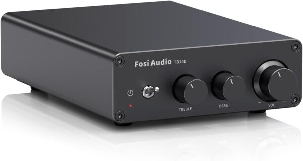 Fosi Audio TB10D 600 vatios TPA3255 Mini amplificador de potencia HiFi estéreo Clase D Amp Receptor de audio digital integrado de 2 canales para altavoces pasivos con control de agudos y graves