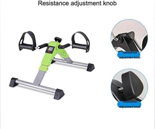 LUNEZY Ejercitador Plegable de Pedales para Brazos y piernas Mini Bicicleta estática portátil para Interiores Gimnasio Fitness Pierna Cardio Entrenamiento Resistencia Ajustable con Pantal - Image 3