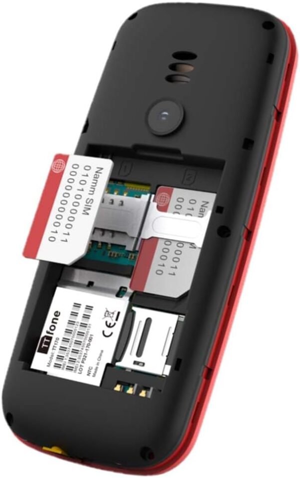 TTfone TT170 Teléfono Móvil con Pantalla de 1.8 Pulgadas Desbloqueado y Funciones Sencillas (Rojo, Cable USB) - Image 2