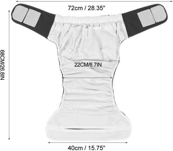 Pañal de tela para adultos, 1 pieza, reutilizable, ajustable, grande, para el cuidado de la incontinencia, pantalones de pañal de tela para personas con incontinencia discapacitadas (Color : Black) - Image 7