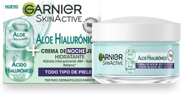 Garnier SkinActive Crema de Noche de Ácido Hialurónico y Aloe Vera , 50ml