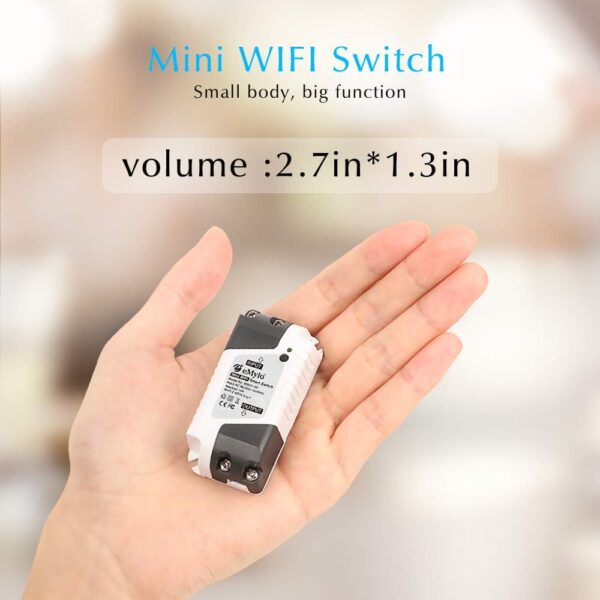 eMylo Smart WiFi Switch Mini Interruptor de luz de relé inalámbrico 220V Control remoto Temporizadores de automatización del hogar Compatible con Alexa Echo Google Home IFTTT Para IOS Android 4 pack - Image 2