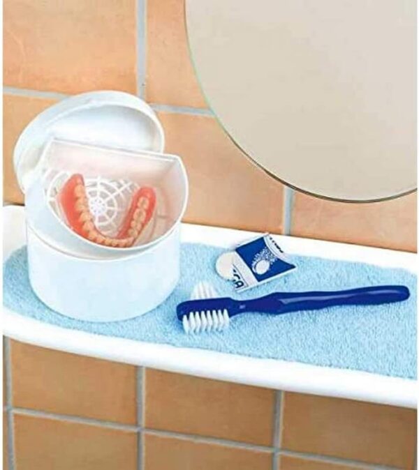 Maximex 36802500 Caja de Dentaduras Postizas e Juego de Cepillos de 2, Blanco/Azul