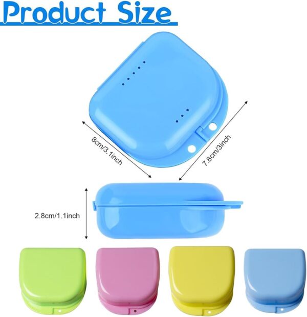 INGJIA Caja ortodoncia, 4 Piezas Caja de baño para dentadura postiza, Caja Ferula Dental, Caja de Dientes para Proteger los Dientes con Agujeros de ventilación, Caja de dentadura de ortodoncia - Image 6