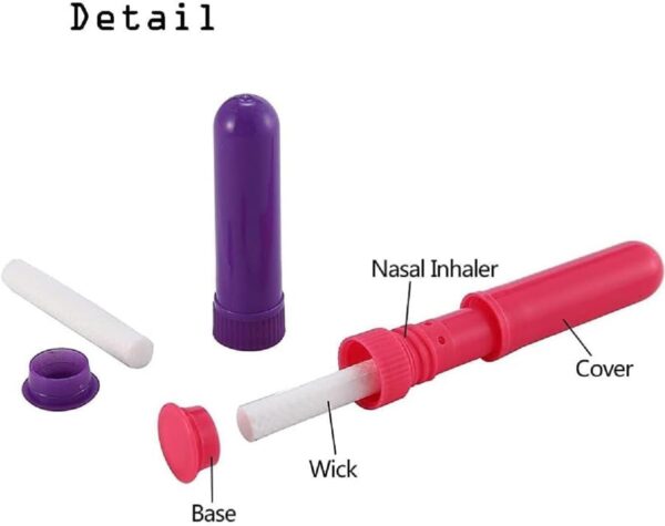Inhalador Aromaterapia,Inhaladores Nasales,Tubos de Aceite Esencial,Aromaterapia Tubos de Aceite Esencial 7PC Plástico Tubo Aromaterapia con Mechas de Algodón Buena Higroscopicidad Rellenables - Image 4