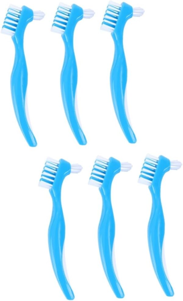 HAPINARY 6 Piezas cepillo de postizos cepillo de para niños herramientas de limpieza de dentaduras postizas doble Cuidado postiza Limpieza postiza Blue