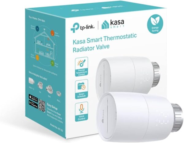 Válvula de radiador con termostato Inteligente TP-Link Kasa, válvula de radiador Inteligente, Ahorro de energía, válvula de termostato de radiador con Pantalla LED, programación TRV Inteligente, func