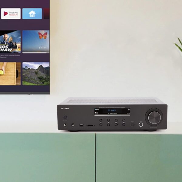 Aiwa AMU-120BTBK: Amplificador, Receptor AV, con Bluetooth 5.0, 120W, Puerto USB, Lector Tarjeta SD. Color: Negro - Image 2