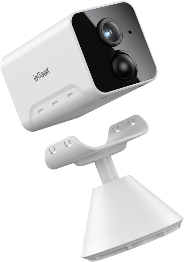 ieGeek Camara Vigilancia WiFi Interior sin Cables, 1080P Cámara Batería 2400 mAh(120 Días), Detección de Movimiento Humano PIR, Visión Nocturna Infrarroja, Audio de 2 Vias, Tarjeta Memoria/Nube