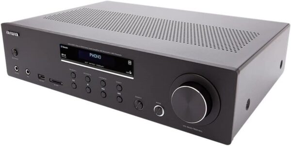 Aiwa AMU-120BTBK: Amplificador, Receptor AV, con Bluetooth 5.0, 120W, Puerto USB, Lector Tarjeta SD. Color: Negro