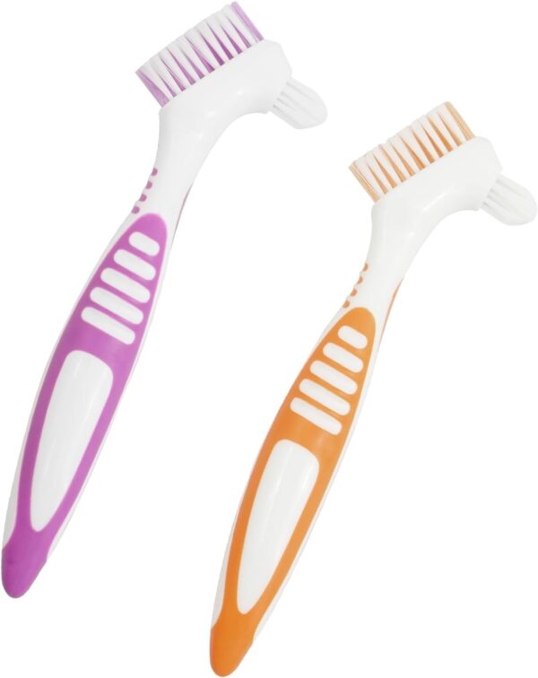 Cepillo para Dentadura Kit, 2 PCS Juego de cepillos de dientes para prótesis, Cepillo Limpiador para Ortodoncia, Limpieza de Dentaduras, Postizas Cepillo De Dientes Doble, Para Dentaduras Cuidado