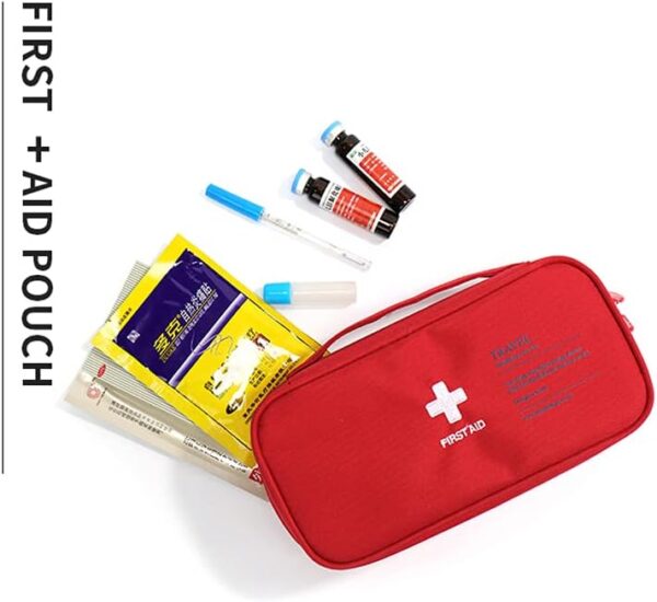 XINGSUI 1 Bolsa de Primeros Auxilios de Seguridad vacía, Kit de Primeros Auxilios de Viaje portátil, Mini Bolsa médica, Bolsa de Almacenamiento de Paquetes de medicamentos vacía (roja) - Image 5
