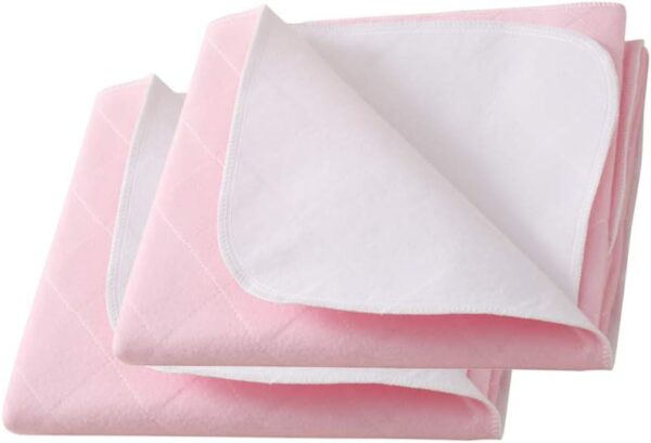Beedsooth Juego de 2 Empapadores Cama Adultos,Almohadillas Reutilizable Lavables, Protector de Colchón Incontinencia 86x132cm, Rosado