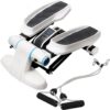 Fitness Stair Stepper, Equipo De Fitness Multifuncional con Bandas De Resistencia Y Monitor LCD Air Climber Stepping Fitness Machine, Ｗhite